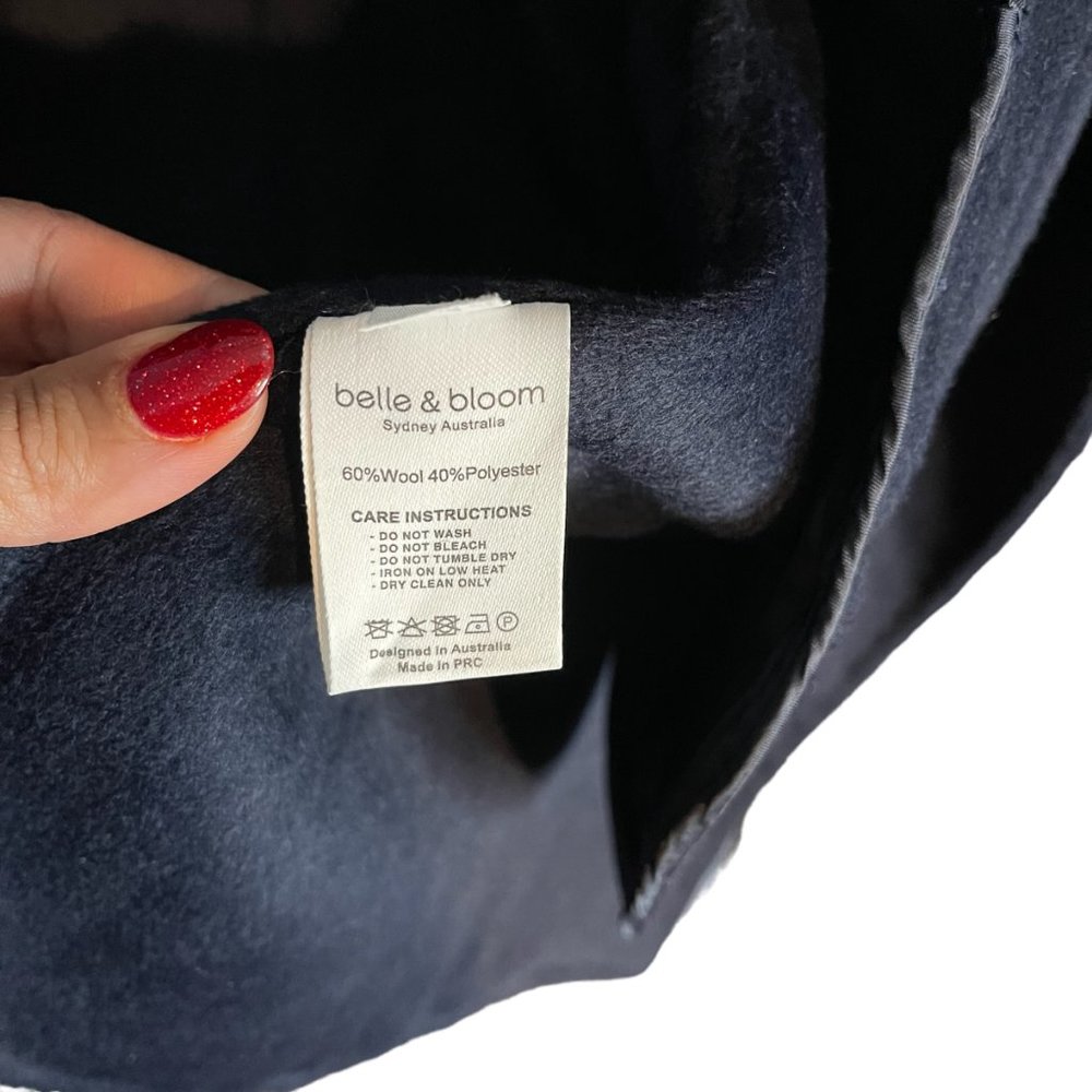 Belle & Bloom Jacket Womens Small Navy Double Breasted Academia Preppy - Picture 9 of 9